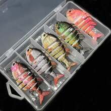 1pc/5pcsñuelos de Pesca SwimPanfish Multi Articulados Panfish Bluegill Swimbaits Duros de Superficie para Lubina Crank Agua Dulce Agua Salada - 489-2 amarillo - Ver 5