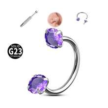 一套两件，G23钛合金马蹄形鼻环，20G立方氧化锆双鼻环，8mm内螺纹鼻中隔饰品，马蹄形耳软骨/耳廓/耳屏耳环，包含饰品佩戴工具 - 情人节礼物 - 銀色 - 查看 17