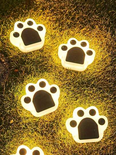 4pcs/1pc Solar Paw Print Lights, Waterproof LWS Paw Print Solar Lights, Dog Cat Puppy Animal Garden Lights, Paw Lights, Suitable For Pathways, Lawns, Gardens, Yards, Outdoor Decor