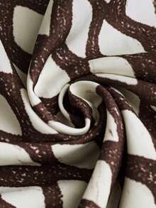 优雅女士秋冬连衣裙，深V领设计，咖啡色菱形图案，收腰廓形，喇叭长袖，休闲时尚，适合派对、办公、优雅场合及春季度假穿着。 - 咖啡棕 - 查看 9