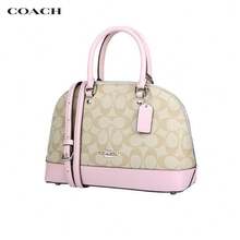 Coach 经典皮革贝壳手提包，现有贝壳棕色 F27583-IME74、贝壳棕色/黑色 F27583-IMAA8、贝壳米色/白色 F27583-IMDQC、贝壳棕色/米粉色 F27583-IMNHK 可选。 - 貝殼棕卡其粉底F27583-IMNHK - 查看 2