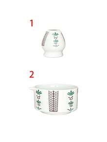 1pc/2pcs/3pcs/4pcs/5pcs Tulip & Palm Tree Matcha Whisk Set, Includes Hand-Painted Ceramic Matcha Bowl, Matcha Brush, Whisk, Tea Scoop, Matcha Powder, Dessert & Beverage Making Tools Set, Japanese Style Gift Box, Sung Dynasty Matcha Whisk Tool Set, Gift For Matcha Lovers