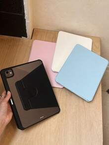 1 PC 360° Rotatable Colorful Edge Acrylic IPad Case - Solid Color Minimalist Tablet Protective Cover Compatible With IPad Mini/IPad 7/8/9/IPad 10th Gen/11th Gen/IPad Air 6/7/IPad Pro (IPad And Stylus Not Included)