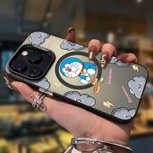Funda para teléfono con diseño de nubes y rayos de Doraemon, compatible con teléfonos ,  17,  16 Pro Max,  15 Pro Max,  13 y  12. Fabricada en TPU para una protección total contra golpes y caídas. Un regalo perfecto para niños, amigos y amantes del anime. - Negro - Ver 5