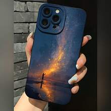 2026 nueva funda de teléfono esmerilada, funda de teléfono diseño de silueta de persona en el cielo de la galaxia para  17 15 Pro Max  17 14 Pro  17 13  17 12  Galaxy S23 S22 S21 funda protectora para teléfono regalo de pareja para novio novia regalo de San Valentín cumpleaños - Negro - Ver 2