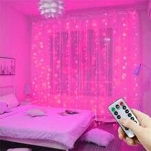 Luces con control remoto, luces para cortinas, luces de hadas alimentadas por USB con 8 modos, adecuadas para dormitorio, Día de San Valentín, Navidad, boda, decoración estacional, decoración del ambiente del hogar en Año Nuevo - Cortina de luz USB - Ver 15