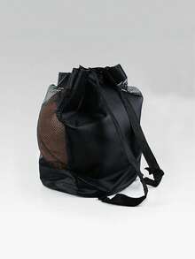 Durable Polyester Sports Mesh Bag, Basketball Storage Bag, Suitable For Sports, Fitness And Swimming, Black Mesh Design, Drawstring Closure, Suitable For Outdoor Venues And Storage - Multicolor - View 2