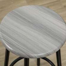 HOMCOM Bar Table Set With Bar Stools, 5-Piece, Kitchen Table And 4 Bar Stools, Industrial Style, For Kitchen And Dining Room, Metal, Grey - Black - View 7