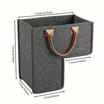 1 pièce Panier de rangement en forme de L pour marches d'escalier avec poignées en PU, panier de rangement en tissu feutre pour le linge, les jouets, les livres, panier de rangement décoratif pour la maison.