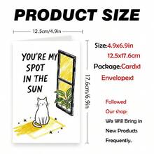 1PC Cute Cat Valentines Day Card Gift,Lovely Anniversary Card For Boyfriend Or Husband, Wife Or Girlfriend,'You're My Spot In The Sun' - Multicolor - View 7