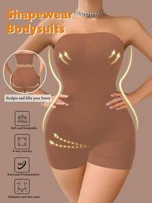 Women's Seamless Body Shaper Bodysuit With Tummy Control, Butt Lifter, Chest Wrap, 1pc - Màu nâu cà phê - Xem 1