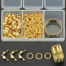 381pcs/Box DIY Jewelry Findings Set, Includes 80pcs Clasps, 300pcs Jump Rings, And 1pc Ring Sizer, Suitable For Jewelry Making Accessories, Bracelet Necklace Connectors, Earring Hooks, Double-Headed Snap Hooks, Fold-Over Crimp Beads, Single Open Connector Rings, O-Rings, Jump Rings, Anklet Connectors, Beading Rings, Closed Rings, Compatible With Lobster Clasps And Other Jewelry Making Supplies