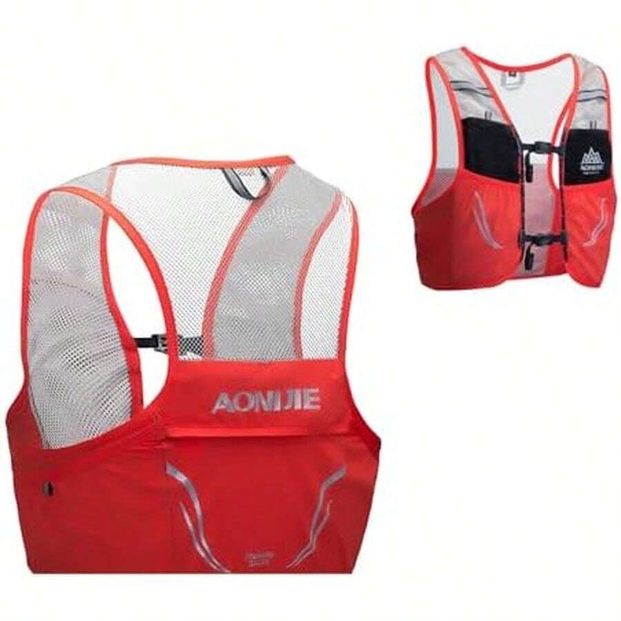 AONIJIE Chaleco de hidratación de 2.5 L, ligero, transpirable y estable, adecuado para hombres y mujeres al aire última intervensión, maratón - Naranja Rojo - L - XL - Ver 1