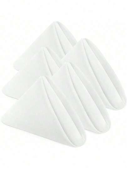 4-12pcs White Polyester Kitchen Napkins, Size 17x17 Inches, Washable And Reusable, Suitable For Hotels, Lunches, Restaurants, Weddings, Events And Parties