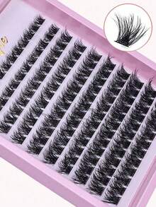 Set de 120 piezas de pestañas postizas DIY - Pestañas individuales y en racimos de 10-16mm, reutilizables, con efecto natural y esponjoso, calidad de salón - Negro - Ver 5