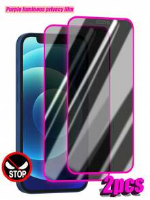 【2片装】钢化玻璃紫色夜光防窥保护膜，夜间发光方便查找手机，个性化设计，护眼，超清晰，兼容保护壳，防摔，防刮，防碰撞，全覆盖，易于安装，兼容 17e/17 Pro Max/17 Pro/17 Air/17/16/16 Pro/16 Plus/16 Pro Max/15/15 Plus/15 Pro/15 Pro Max/14/14 Plus/14 Pro/14 Pro Max/13 Mini/13/13 Pro/13 Pro Max/12 Mini/12/12 Pro/12 Pro Max/11/11 Pro/11 Pro Max等型号。 - 紫色 - 查看 15