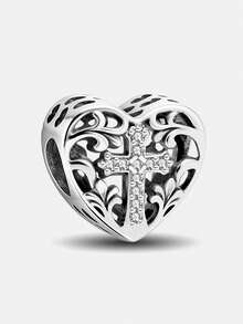 1pc Fashionable Beaded Pendant, Cross Charm, Suitable For Women Bracelet DIY Jewelry, Comes With Elegant Gift Box - Beaded 3 - View 14