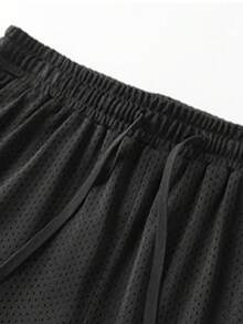 男士夏季户外运动背心和短裤健身跑步套装 - 黑色 - 查看 5