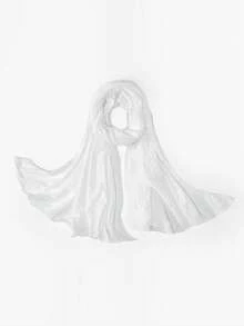 1 Stück einfarbiger Baumwoll-Hidschab-Schal im arabischen Stil, geeignet für die Verwendung in der Moschee - Weiss - Übersicht 3