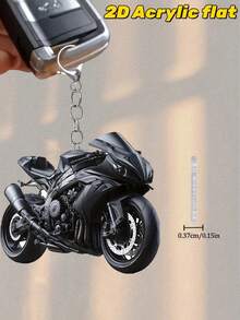 2D Piatto - Portachiavi in acrilico colorato e cool di una moto nera - Moschettone, perfettamente adatto per chiavi di auto, zaini, borse a mano, ciondoli per borse, accessori per auto, decorazione per confezioni | Design divertente | Materiale acrilico, può essere usato come decorazione per portafogli, accessori per telefoni, regali per vacanze, compleanni, San Valentino, matrimoni, damigelle, souvenir, regali per il Ramadan - Multicolore - Visualizzare 5