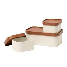 Beige Decorative Storage Boxes With Lids, Storage Baskets With Leather-Like Lids, Sturdy Stackable Paper Boxes Decorative Tray, Modern Basket Organizer Bins For Jewelry Shelve Bathroom Bedroom - Beige - View 1
