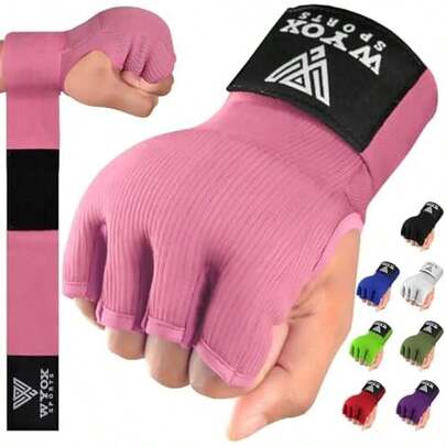 WYOX Vendas de Gel Boxeo, Guantes Interiores para Hombre y Mujer, Correa de muñeca de 80 cm, Soporte Acolchado para Nudillos, Vendas sin Dedos para Entrenamiento de MMA