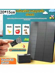 Bộ 30/60/90 miếng dán từ tính nhỏ, đa chức năng, thích hợp dùng cho bảng đen, tủ lạnh, đánh dấu sách, trang trí xe hơi, trang trí lớp học, chống nước, từ tính mềm, tự dính, không cần cắt. - màu đen - Xem 2