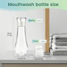 8.8oz Refillable Glass Mouthwash Dispenser With Leak-Proof Pump And Cover, Modern Luxury Bathroom Essential, Countertop Storage Solution - Clear - View 3