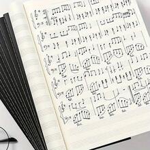 1/2 Pcs Black Blank Music Manuscript Notebook - 16 Pages 5-Line Staff Paper, 9.8" X 7" Music Notation Notebook With Treble Clef, Ideal For Musicians, Songwriters, Instrument Accessories, Easy Writing, Suitable For Classroom Notes, Music Lover Gifts, Band, Music Teaching, Back To School, Piano Accessories, New Year Gifts, Birthday Gifts