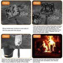 Tamiz de cenizas para chimenea, pala de carbón de Metal, pala para fogones, pala de carbón de acero inoxidable, herramienta de limpieza para interiores y exteriores ZOFF - gris plata - Ver 3