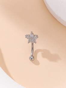 1pc Stainless Steel Reverse Barbell Navel Ring, Cute Belly Button Piercing Jewelry, Suitable For Daily Wear - Multicolor - View 4