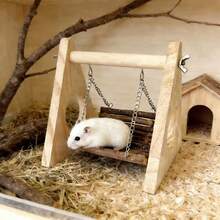 Wooden Hamster Toy, Apple Branch Swing Hammock, Golden Hamster Traverse Play Tree Hole, Small Pet Chew Decor Supplies - Multicolor - View 2