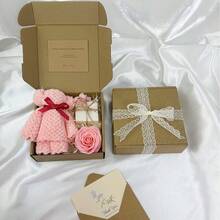 1 Set Valentine's Day Gift Box, Includes Ribbon Packaging, Suitable For Gifting To Women On Occasions Like New Year, Back To School, Valentine's Day, Birthday, Wedding, Party, Contains Preserved Flower, Handwritten Card, Handmade Soap, Teddy Bear Towel, Souvenir, Gift Box, Conveys Love And Affection. - Multicolor - View 10