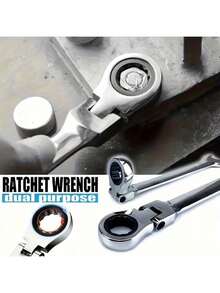 180° Swivel Head Ratchet Wrench Set, Made Of Hardened Carbon Steel, With 180° Rotating Head, Suitable For Narrow Spaces, Applicable For Automotive Repair, Home Repair And Machinery Maintenance - Multicolor - View 5