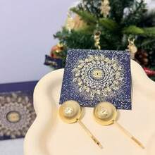 CHANEL Gold Hair Clip, Round Double C Logo Hair Clip, Elegant Metal Hair Accessory - Gold - View 3