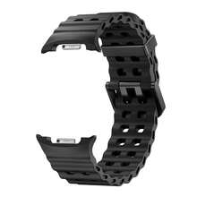 Marine Silicone Sport Band Compatible With Samsung Galaxy Watch 8 Classic 46mm Men Women, Soft Silicone Sport Breathable Band For Galaxy Watch 8 Strap 44mm 40mm,Black - Black - 查看 3