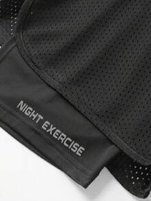 男士夏季户外运动背心和短裤健身跑步套装 - 黑色 - 查看 4