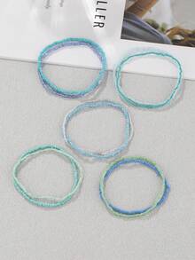 10pcs Girls' Bohemian Style Colorful Beaded Bracelets - Baby Blue - View 2
