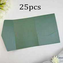 25张三折口袋式婚礼邀请卡,含信封,简约风格,适用于订婚、15岁生日、洗礼、DIY邀请函,5*7英寸,口袋式设计,可定制,圣诞贺卡 - 珠光綠 - 查看 9