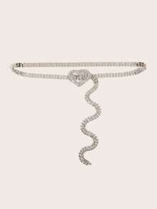 1pc Women's Rhinestone Waist Chain, Minimalist Elegant Heart Rhinestone Waist Chain, Suitable For Dresses, Sweaters, Evening Gowns, Parties, Festivals, Birthday Gifts