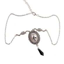 1 Piece Classic Gothic Dark Energy Black Crystal Choker, Skull Rose Edgy Statement Necklace, Niche Stylish Neck Accessory Perfect For Daily Gothic Looks And Birthday Gifts For Edgy Ladies - Màu Bạc Cổ - Xem 5