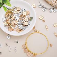 78pcs/Set Silver & Gold Tone Alphabet ABC Pendant, 3 Styles Mixed Uppercase A-Z Pendant, DIY Jewelry Accessories For Bracelet & Necklace Making - Letter - View 6
