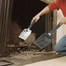 Tamiz de cenizas para chimenea, pala de carbón de Metal, pala para fogones, pala de carbón de acero inoxidable, herramienta de limpieza para interiores y exteriores ZOFF - gris plata - Ver 8