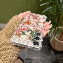 Funda de teléfono transparente de cuatro esquinas con diseño floreciente compatible con Samsung Galaxy A02 A03S A04 A05 A06 A10 A11 A12 A13 A14 A15 A16 A20 A21S A22 A23 A24 A25 A31 A32 A33 A34 A35 A42 A50 A51 A52 A53 A54 A55 A70 A72 A73 S20 S21 S22 S23 S24 Plus Ultra FE, funda cosmética a prueba de golpes de cuatro esquinas, funda de uso diario, cubierta protectora de moda, tema espacial, material ligero, esquinas reforzadas, cubierta protectora transparente, usuarios de smartphones, entusiastas de la moda - Multicolor - Ver 6