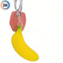 Colgante de Llavero Mini Creativo de Plátano Simulado de Frutas - Accesorio Lindo y Divertido - Amarillo - Ver 5
