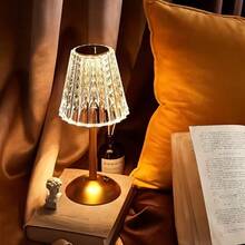 Cordless Lamp,Dimmable Crystal Table Lamp 3 Colors LED Gold Lamp,Touch Lamp Diamond Crystal Lamp, Rechargeable Small Lamp, Wireless Lamp Vintage Lamp For Bedroom Living Room Bathroom Hotel Bar - 01 - 查看 5