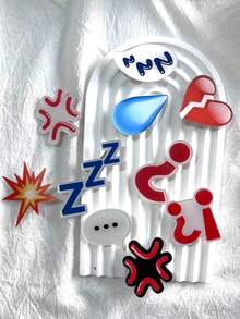 10pcs Cute Acrylic Sweat, Angry, Flame Expression Hair Clips Side Bangs Hair Accessories