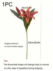 1 Peça Lírio de Seda Vintage Artificial, Adequado para Decoração de Mesa de Sala de Estar, Decoração Doméstica, Decoração de Casamento, Flores de Casamento, Presente do Dia dos Namorados - Multicolorido - Visão 3