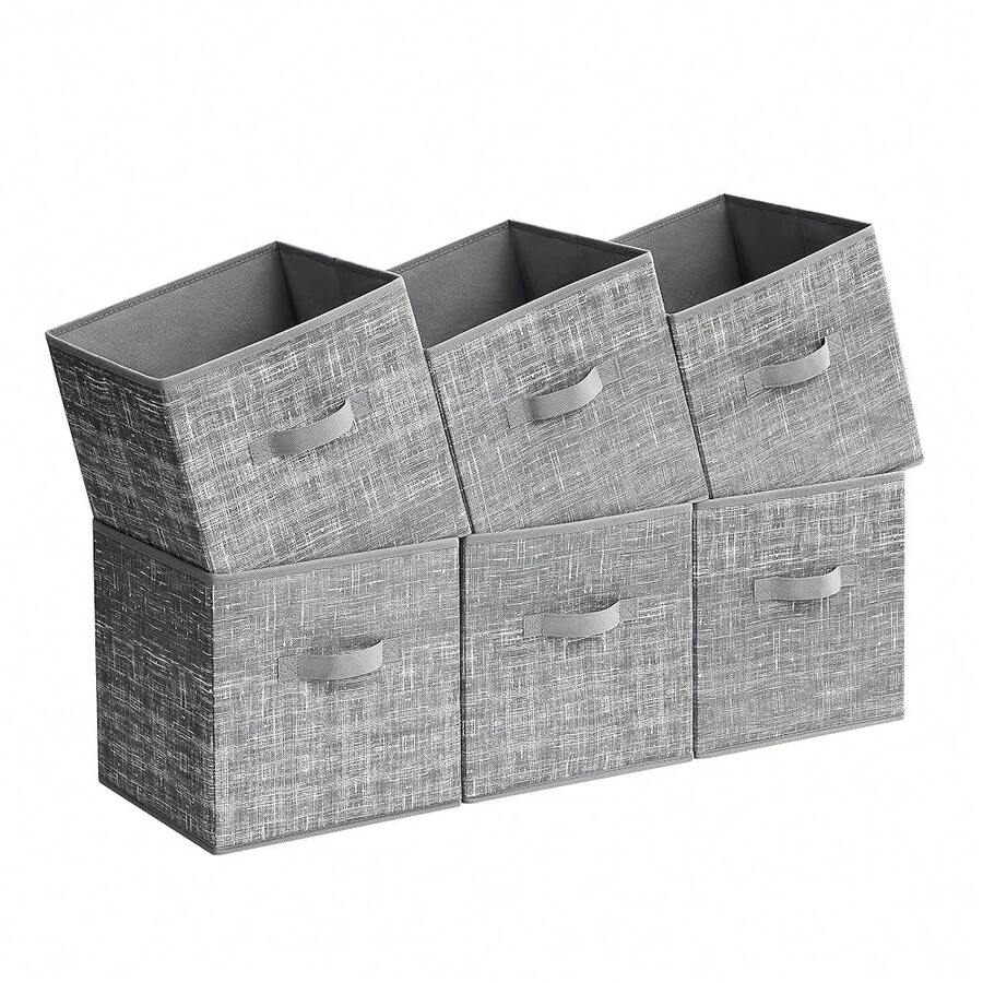 Storage Cubes, 11.8-Inch Non-Woven Fabric Bins With Double Handles, Set Of 6, Closet Organizers For Shelves, Foldable, For Clothes, Cattail Gray UROB030G01,11.8inchLx11.8inchWx11.8inchH,CattailGray - 香蒲灰 - 查看 1