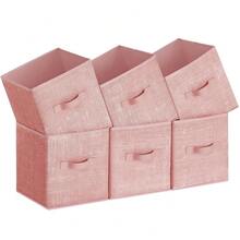 Storage Cubes, 11-Inch Non-Woven Fabric Bins With Double Handles, Set Of 6, Closet Organizers For Shelves, Foldable, For Clothes, Jelly Pink UROB026R01,10.2''Lx10.2''Wx11''H,JellyPink - JellyPink - 查看 1